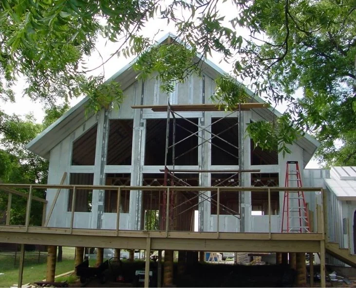 Barn-style building framed with structural insulated panels for a Connecticut project