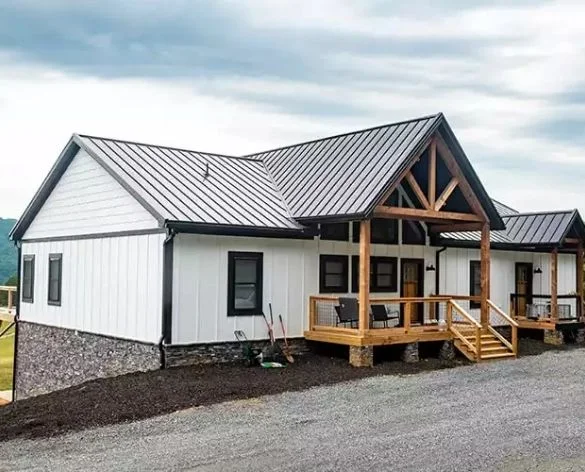 Custom Delaware home built with SIP panels and timber porch